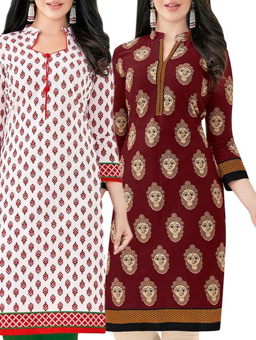 multi colored cotton combos kurta - 14726984 - Very Small Image - 1