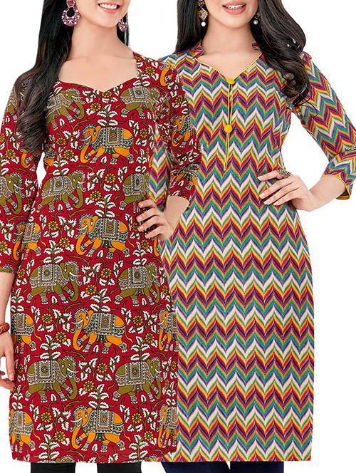 multicolored cotton combos unstitched kurta - 14727117 - Very Small Image - 1