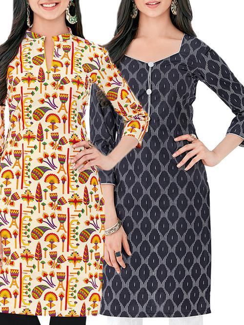 multicolored cotton combos unstitched kurta - 14727120 - Very Small Image - 1