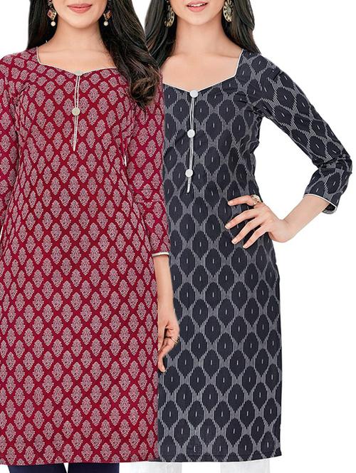 multicolored cotton combos unstitched kurta - 14727124 - Very Small Image - 1