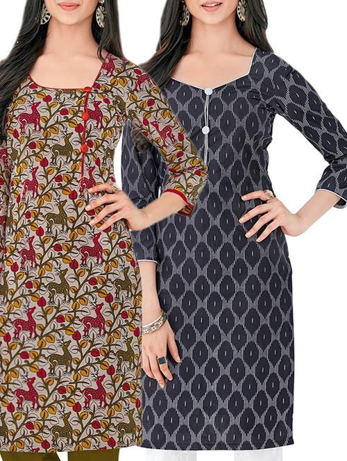 multicolored cotton combos unstitched kurta - 14727132 - Very Small Image - 1