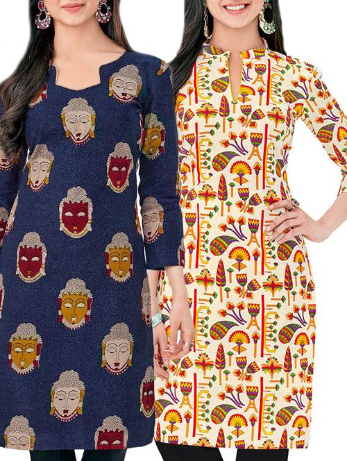 multicolored cotton combos unstitched kurta - 14727147 - Very Small Image - 1