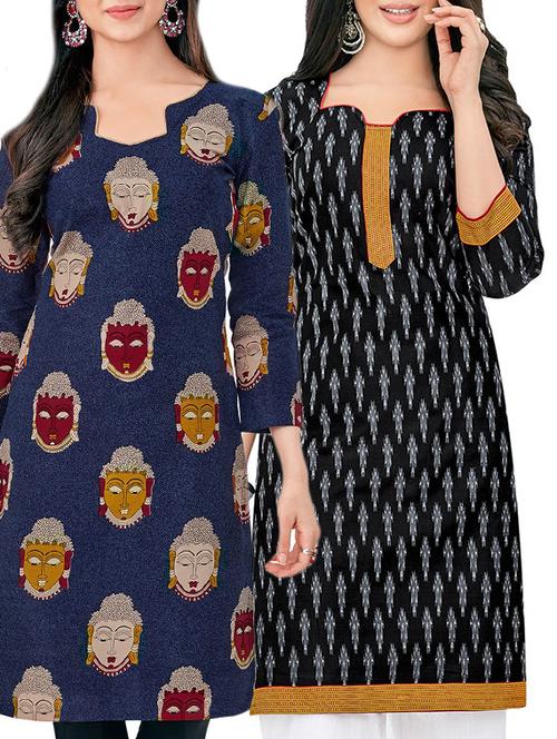 multicolored cotton combos unstitched kurta - 14727148 - Very Small Image - 1