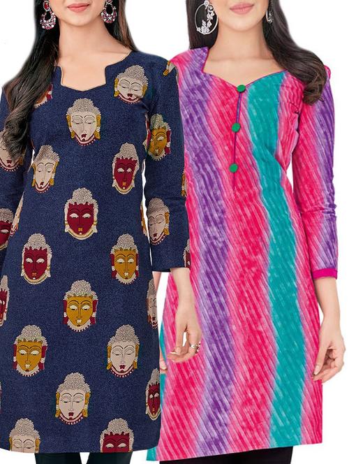 multicolored cotton combos unstitched kurta - 14727149 - Very Small Image - 1