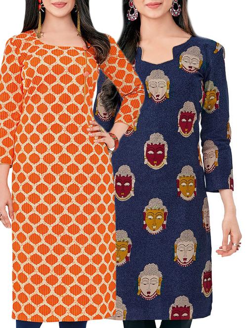 multicolored cotton combos unstitched kurta - 14727160 - Very Small Image - 1