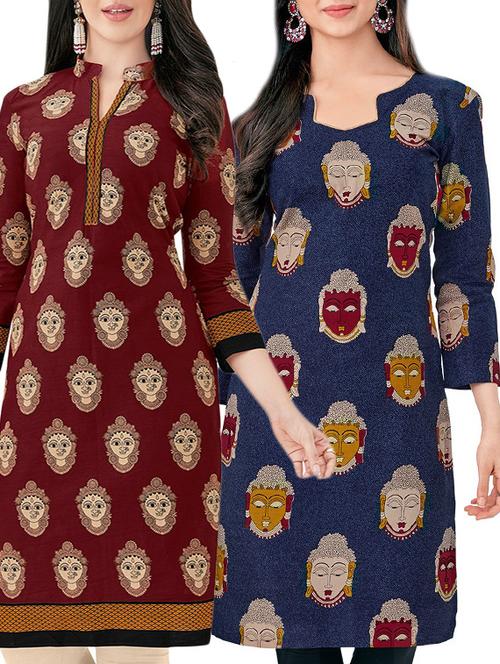 multicolored cotton combos unstitched kurta - 14727161 - Very Small Image - 1