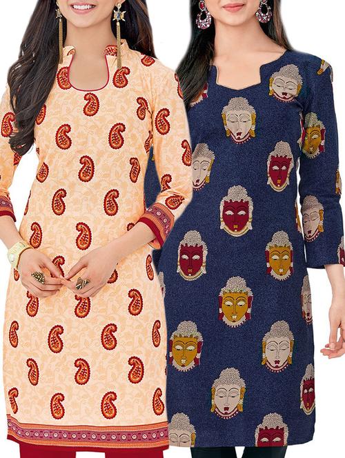 multicolored cotton combos unstitched kurta - 14727164 - Very Small Image - 1