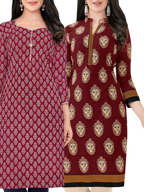 multicolored cotton combos unstitched kurta - 14727281 - Very Small Image - 1