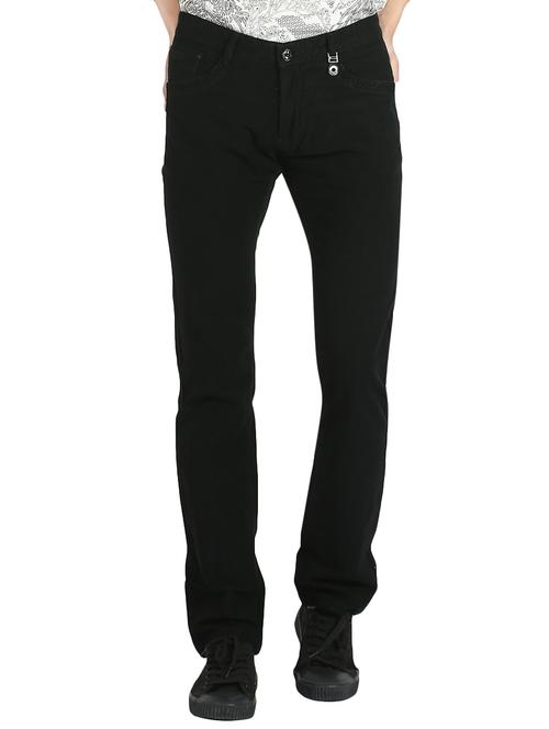 black cotton flat front casual trousers - 14727543 - Very Small Image - 1