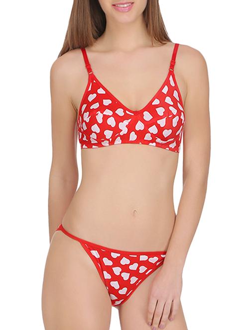 red hosery bra and panty set - 14727654 - Very Small Image - 1