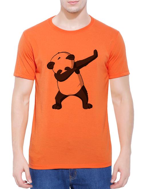 orange cotton chest print t-shirt - 14727954 - Very Small Image - 1