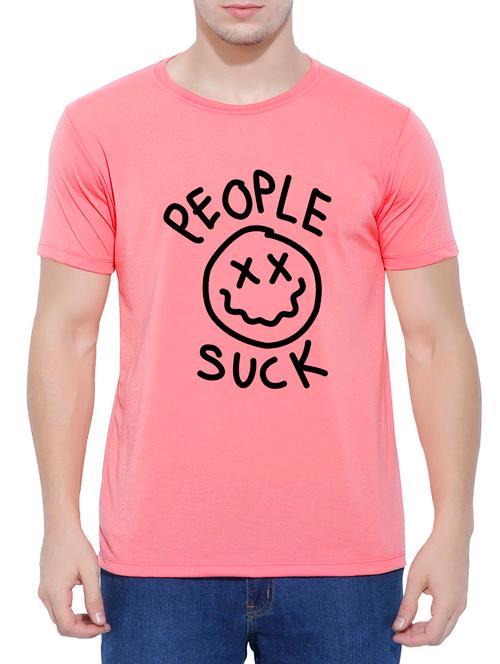 pink cotton chest print t-shirt - 14727969 - Very Small Image - 1