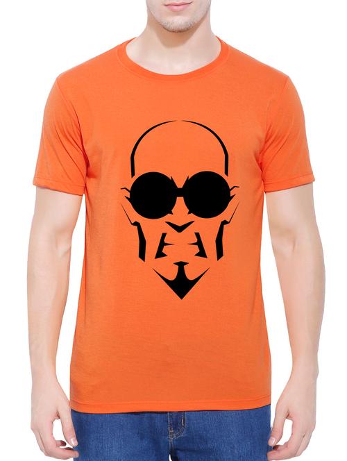 orange cotton chest print tshirt - 14727982 - Very Small Image - 1