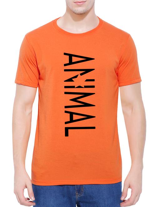 orange cotton chest print t-shirt - 14727989 - Very Small Image - 1