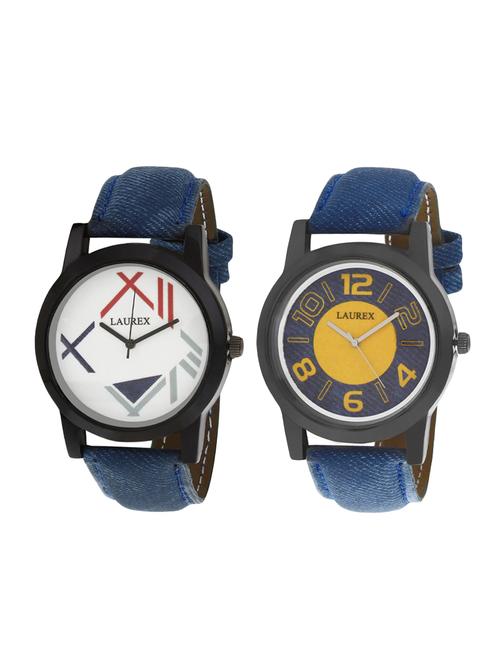 laurex analog round casual wear watches for men combo-lx-002-lx-005 - 14728237 - Very Small Image - 1