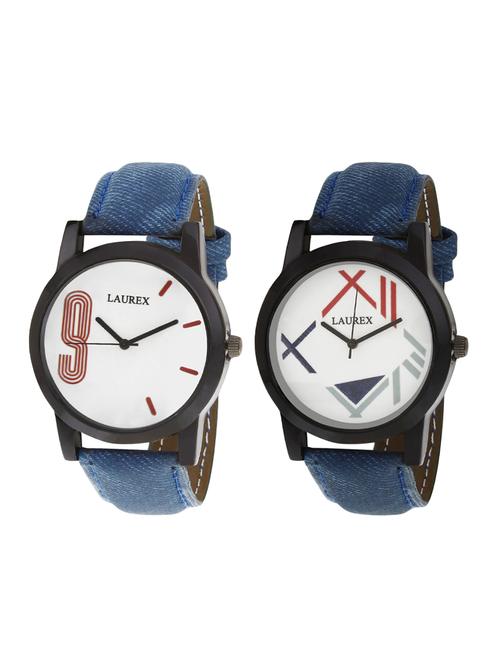 laurex analog round casual wear watches for men combo-lx-002-lx-007 - 14728239 - Very Small Image - 1