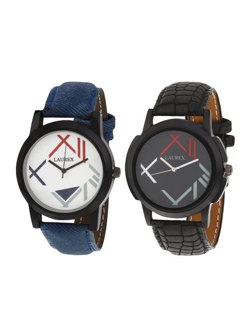 laurex analog round casual wear watches for men combo-lx-002-lx-013 - 14728245 - Very Small Image - 1