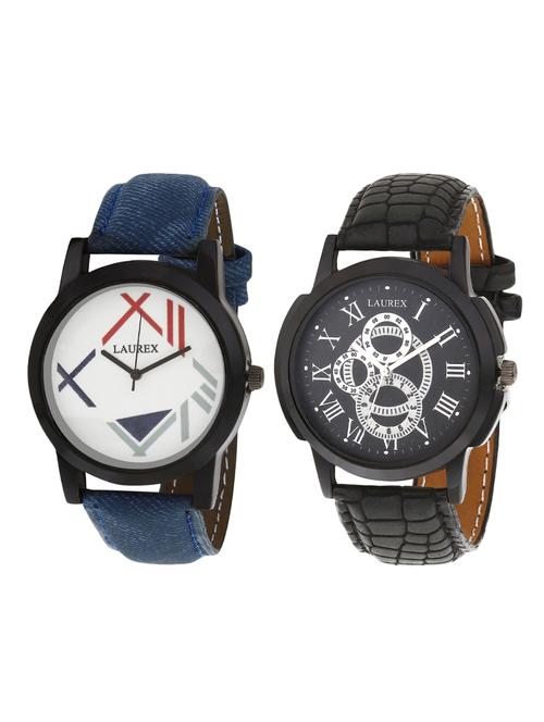 laurex analog round casual wear watches for men combo-lx-002-lx-018 - 14728250 - Very Small Image - 1