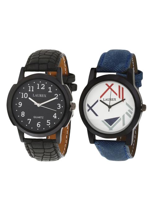 laurex analog round casual wear watches for men combo-lx-002-lx-020 - 14728252 - Very Small Image - 1
