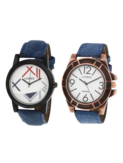 laurex analog round casual wear watches for men combo-lx-002-lx-023 - 14728255 - Very Small Image - 1