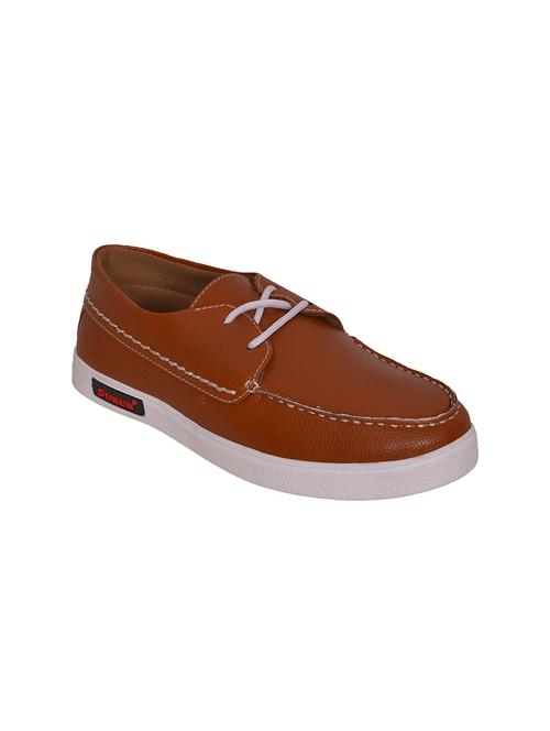 tan leatherette lace up sneakers - 14729233 - Very Small Image - 1