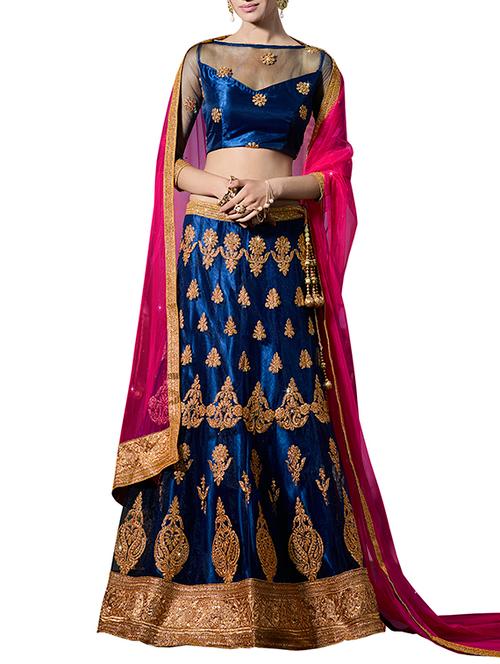 blue net flared lehenga - 14729573 - Very Small Image - 1