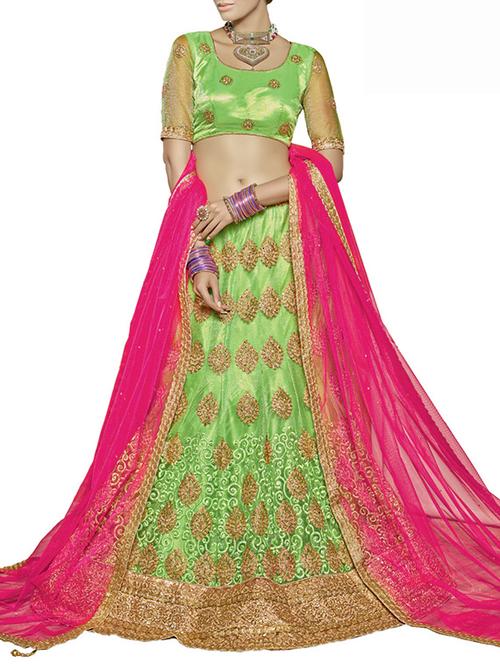 green net flared lehenga - 14729582 - Very Small Image - 1