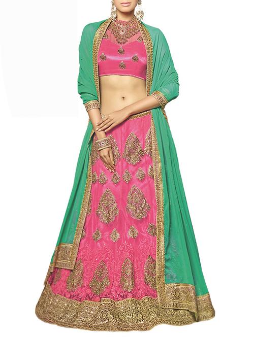 pink net flared lehenga - 14729583 - Very Small Image - 1