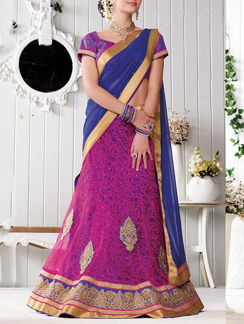 pink net flared lehenga - 14729640 - Very Small Image - 1