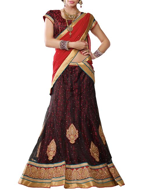 black net flared lehenga - 14729641 - Very Small Image - 1