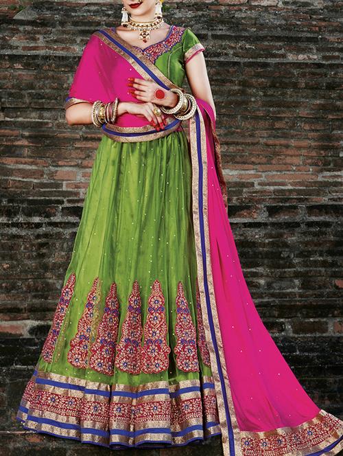 green net flared lehenga - 14729695 - Very Small Image - 1
