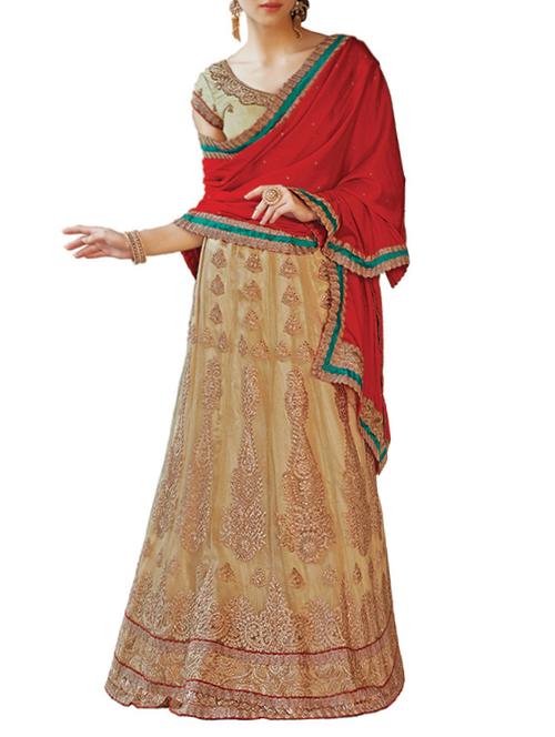 brown net flared lehenga - 14729732 - Very Small Image - 1