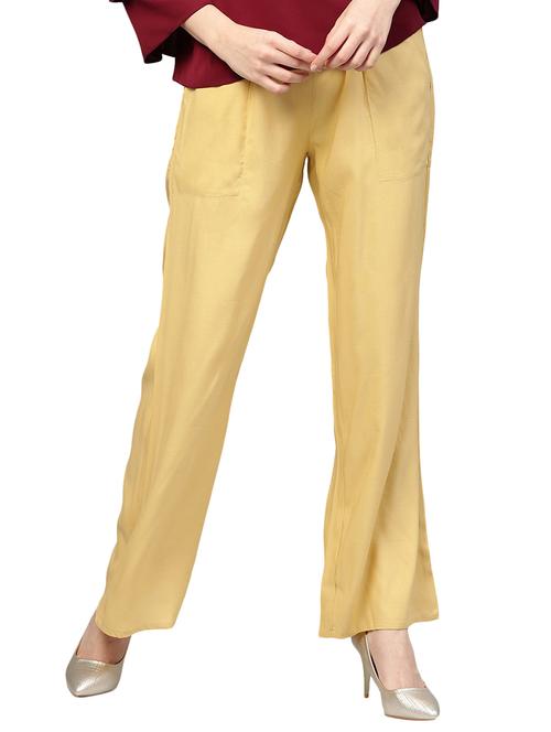 beige solid palazzo - 14733559 - Very Small Image - 1