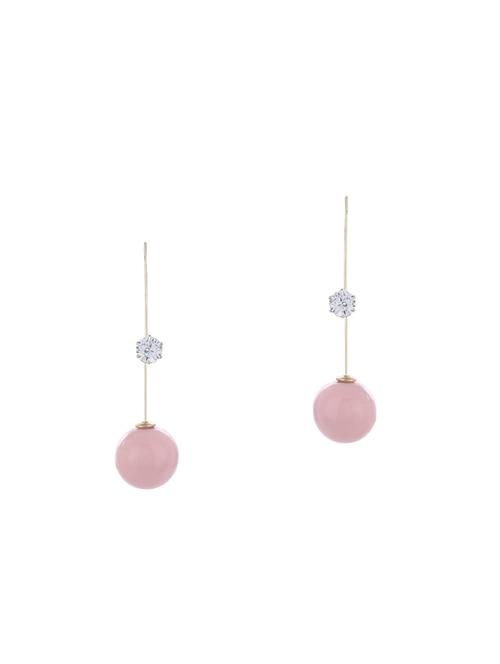 pink brass drop earrings - 14733902 - Very Small Image - 1