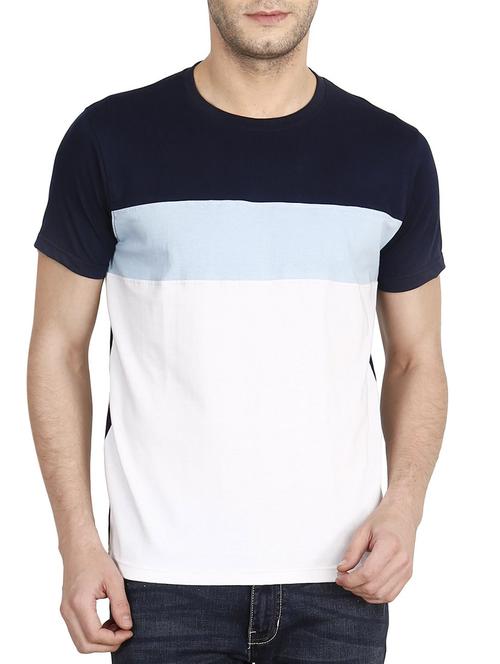 multi colored cotton color block t-shirt - 14734059 - Very Small Image - 1