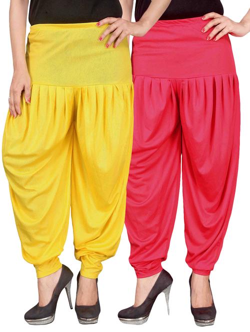 set of 2 multicolour lycra dhoti salwar combo - 14734727 - Very Small Image - 1