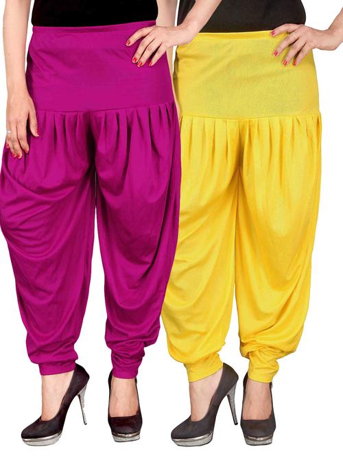set of 2 multicolour lycra dhoti salwar combo - 14734742 - Very Small Image - 1