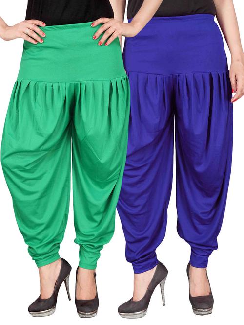 set of 2 multicolour lycra dhoti salwar combo - 14734771 - Very Small Image - 1