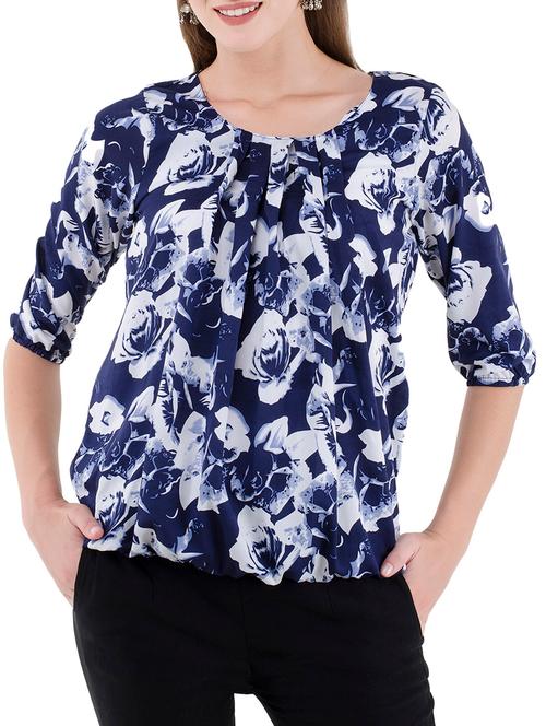 pleated front floral blouson top - 14734801 - Very Small Image - 1