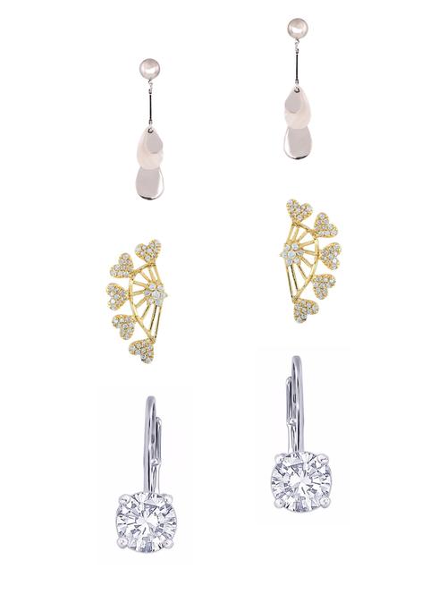 multi colored metal drop earrings (set of 3) - 14735638 - Very Small Image - 1
