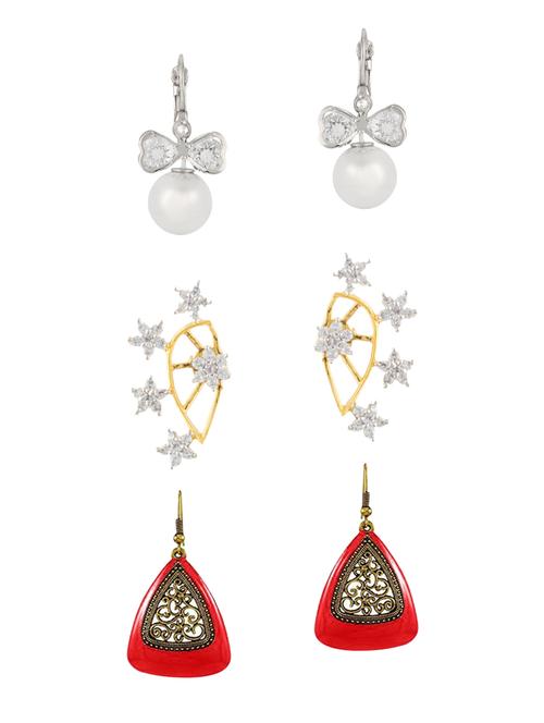 multi colored metal drop earrings (set of 3) - 14735656 - Very Small Image - 1