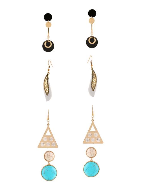 multi colored metal drop earrings (set of 4) - 14735685 - Very Small Image - 1