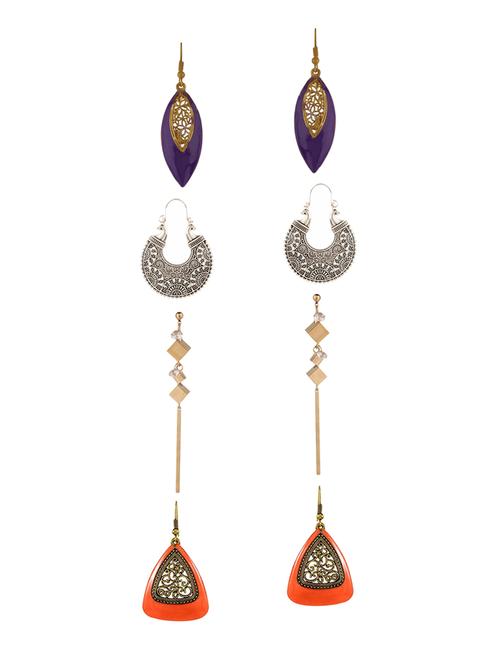 multi colored metal drop earrings (set of 4) - 14735693 - Very Small Image - 1