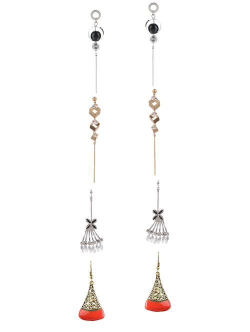 multi colored metal drop earrings (set of 3) - 14735700 - Very Small Image - 1
