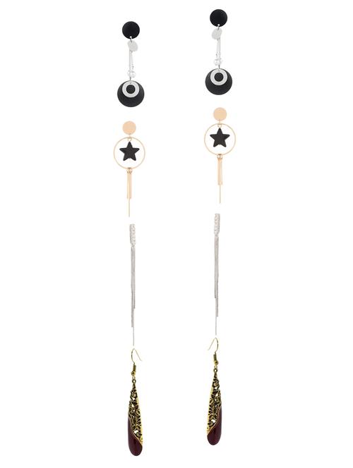 multi colored metal drop earrings (set of 4) - 14735702 - Very Small Image - 1