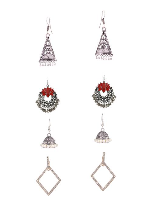 multi colored metal drop earrings (set of 4) - 14735710 - Very Small Image - 1