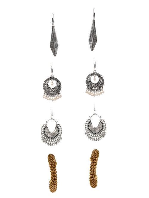 multi colored metal drop earrings (set of 4) - 14735717 - Very Small Image - 1