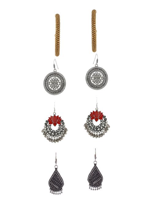 multi colored metal drop earrings (set of 4) - 14735718 - Very Small Image - 1