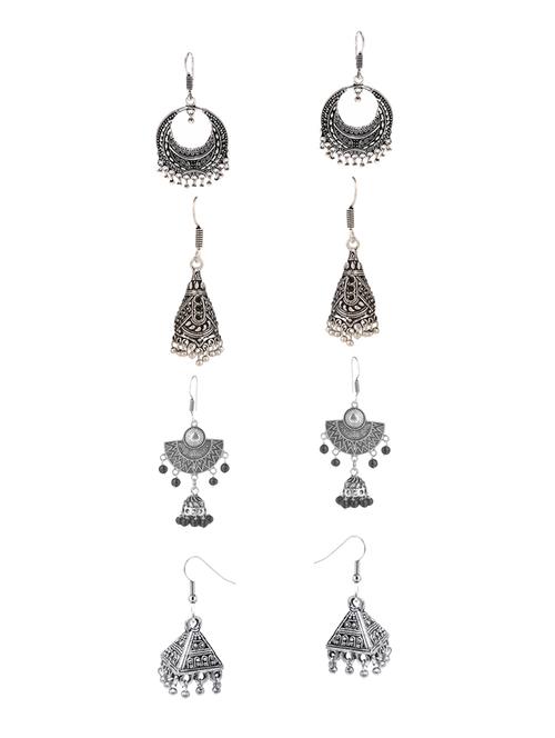 silver metal drop earrings (set of 4) - 14735730 - Very Small Image - 1