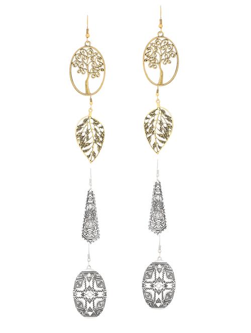 gold metal drop earrings (set of 4) - 14735754 - Very Small Image - 1